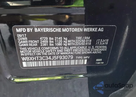 2018 BMW X1 xDrive28I z USA, uszkodzony, nr VIN WBXHT3C34J5F93079